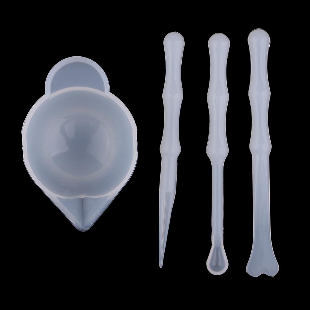 Silicone Epoxy Resin Molds Set - ชุดอุปกรณ์แม่พิมพ์เรซิน ถ้วยผสมซิลิโคน ชุดเครื่องมืออีพ็อกซี่แบบใช้ซ้ำได้ สำหรับทำเครื่องประดับและงานฝีมือ DIY