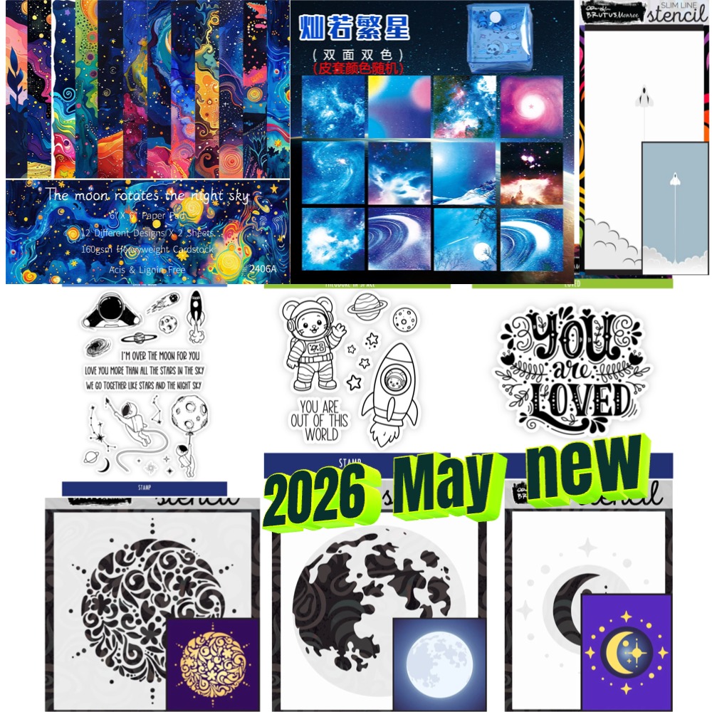Clear Silicone Stamps For Card Making - แสตมป์ซิลิโคนใสรูปยานอวกาศซีรีส์ Planet สำหรับงาน DIY สมุดภาพ สมุดบันทึก
