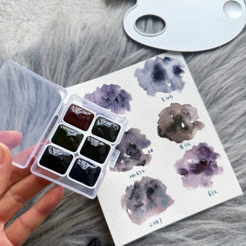 Watercolor Paint Set Solid Pigment - สี 6 สี 1 มล. คอลเลคชั่นไวท์ไนท์