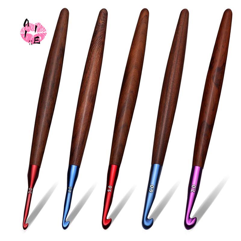 ชุดเข็มโครเชต์ A11E, เข็มโครเช - Wooden Crochet Hooks Ergonomic Handle บทวิจารณ์และราคา