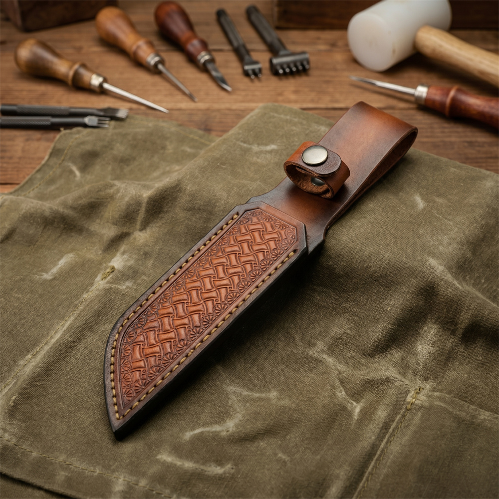 ปลอกมีดหนังแท้สีน้ำตาล ปั๊มลาย - Craft Tools บทวิจารณ์และราคา